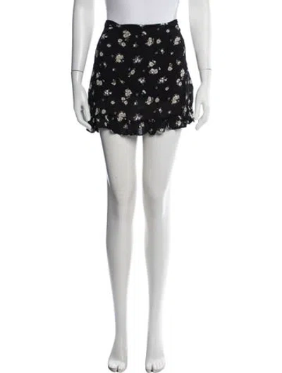 Pre-owned Reformation Floral Print Mini Skirt In Black