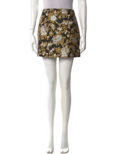 Pre-owned Reformation Floral Print Mini Skirt In Black/metallic