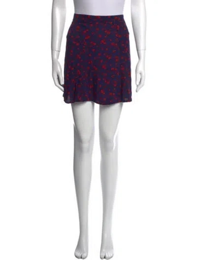 Pre-owned Reformation Floral Print Mini Skirt In Blue