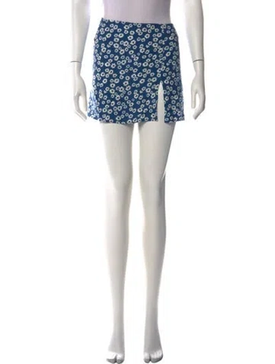 Pre-owned Reformation Floral Print Mini Skirt In Blue