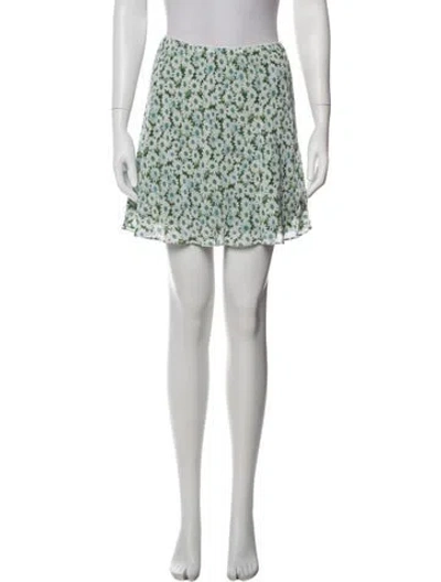 Pre-owned Reformation Floral Print Mini Skirt In Blue/white