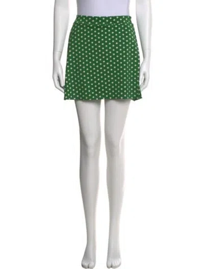 Pre-owned Reformation Floral Print Mini Skirt In Green