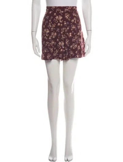 Pre-owned Reformation Floral Print Mini Skirt In Green