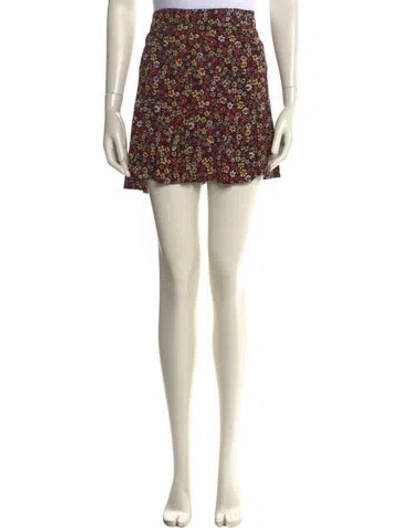 Pre-owned Reformation Floral Print Mini Skirt In Neutral