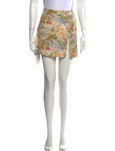 Pre-owned Reformation Floral Print Mini Skirt In Neutrals