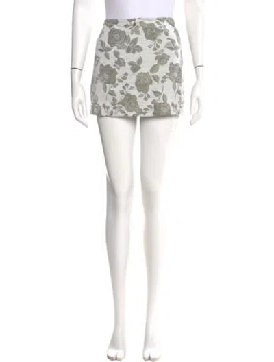 Pre-owned Reformation Floral Print Mini Skirt W/ Tags In Neutral