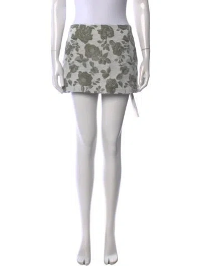 Pre-owned Reformation Floral Print Mini Skirt W/ Tags In White