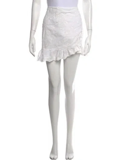 Pre-owned Reformation Floral Print Mini Skirt In White