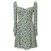 Reformation Floral-print Mochi Mini Dress In Green Viscose In Green