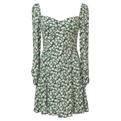 Reformation Floral-print Mochi Mini Dress In Green Viscose