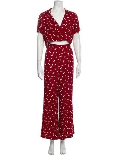 Pre-owned Reformation Floral Print Pant Set In Red