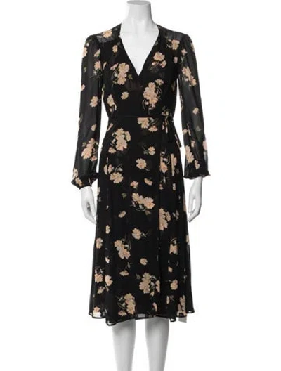 Pre-owned Reformation Floral Print Robe In Black
