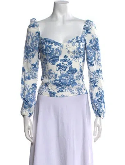 Pre-owned Reformation Floral Print Square Neckline Blouse In Multi
