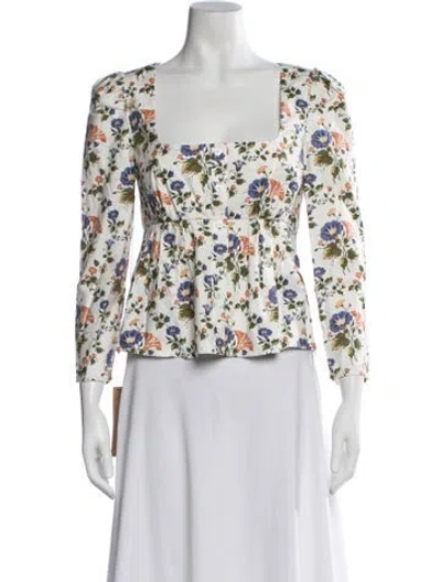 Pre-owned Reformation Floral Print Square Neckline Blouse W/ Tags In Multicolor