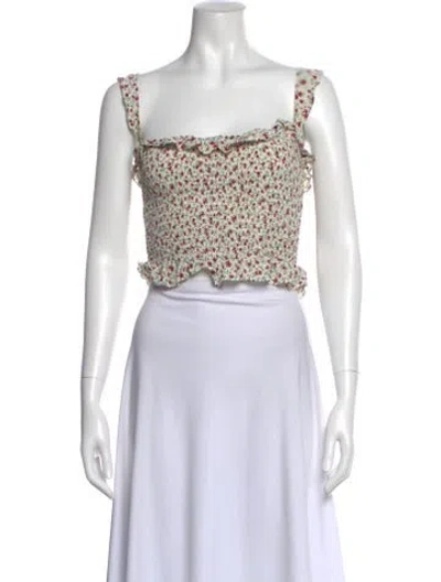 Pre-owned Reformation Floral Print Square Neckline Crop Top In Multi