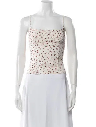 Pre-owned Reformation Floral Print Square Neckline Crop Top In Neutral