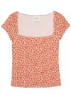 Reformation Floral-print Stretch-jersey Top In Red