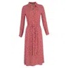 Reformation Floral Print Tie Waist Shirt Dress In Red Viscose In Red