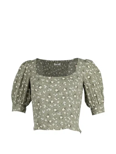 Pre-owned Reformation Floral-print Top In Green