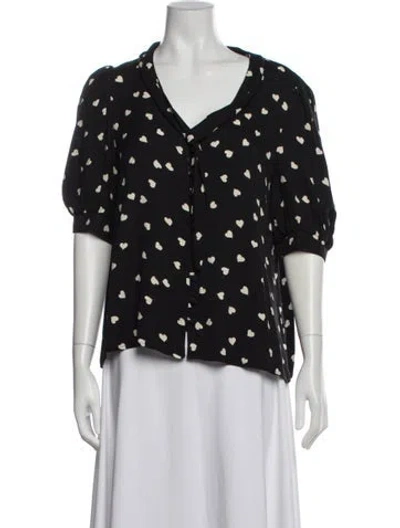 Pre-owned Reformation Floral Print V-neck Blouse In Blue