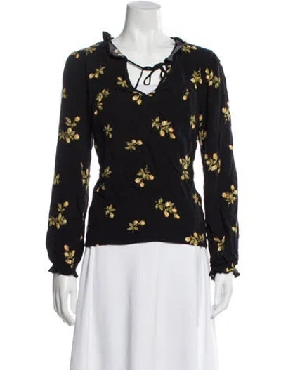 Pre-owned Reformation Floral Print V-neck Blouse In Multi