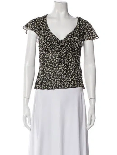Pre-owned Reformation Floral Print V-neck Blouse In Multi