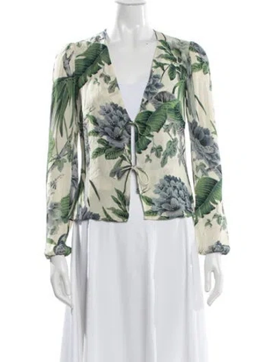Pre-owned Reformation Floral Print V-neck Blouse In Neutral