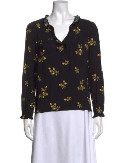 Pre-owned Reformation Floral Print V-neck Blouse In Neutral
