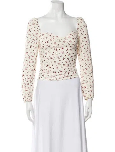 Pre-owned Reformation Floral Print V-neck Blouse W/ Tags In Neutral