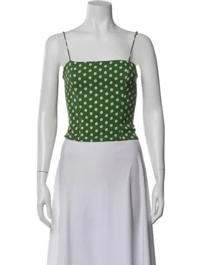 Pre-owned Reformation Floral Print V-neck Crop Top In Gray