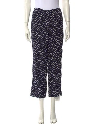 Pre-owned Reformation Floral Print Wide Leg Pants In Blue