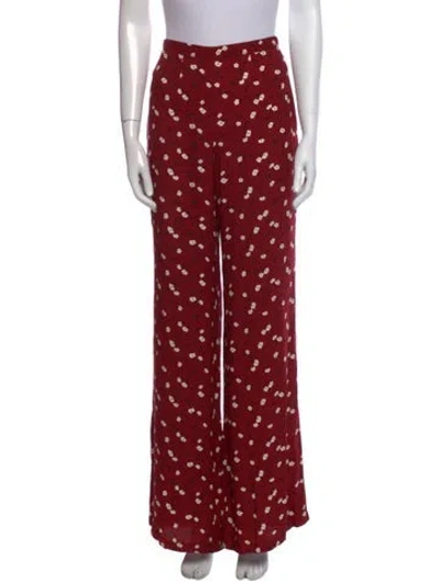 Pre-owned Reformation Floral Print Wide Leg Pants In Red