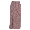 Reformation Floral Printed Midi Skirt In Maroon Viscose In Red