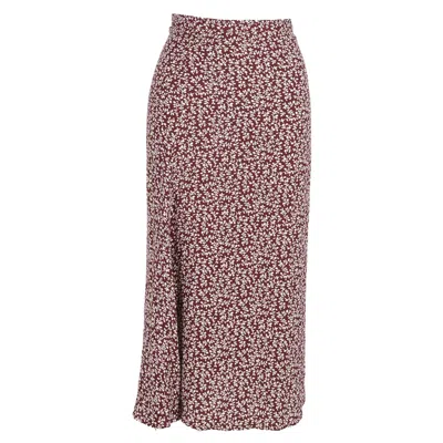 Reformation Floral Printed Midi Skirt In Maroon Viscose In Red