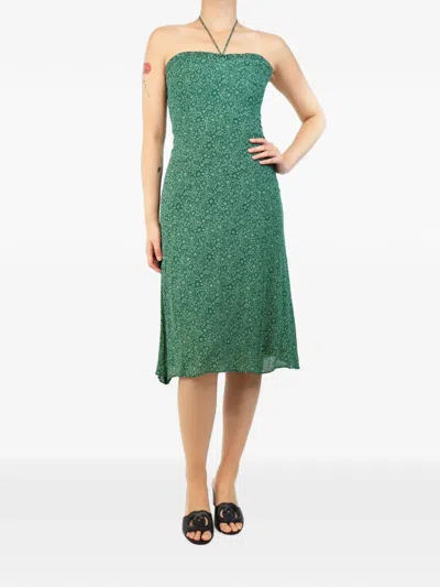 Pre-owned Reformation Floral-print Midi Dress In Green