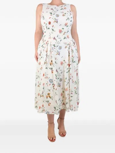 Pre-owned Reformation Floral-print Sleeveless Dress In Neutral