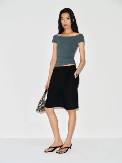 Reformation Florence Knit Top Grey Small In Gray