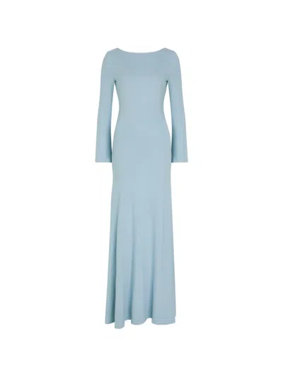 Reformation Long-sleeve Boat-neck Maxi Dress In Blue
