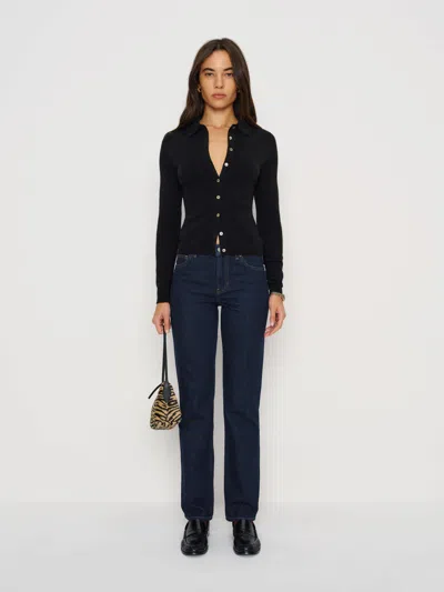 Reformation Florentina Cashmere Collared Cardigan In Black
