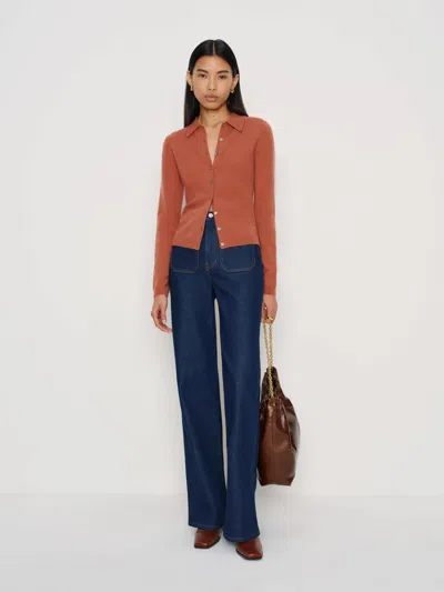 Reformation Florentina Cashmere Collared Cardigan In Brown