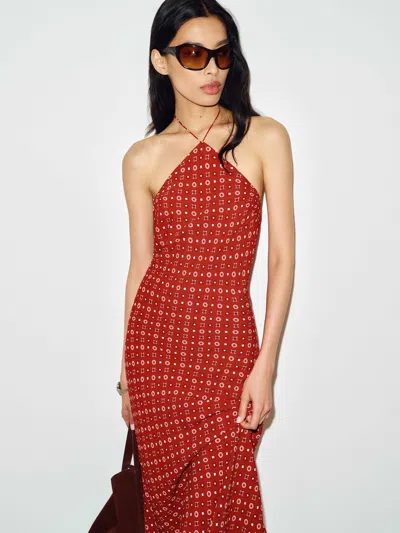 Reformation Floria Dress Red Xl In Burgundy