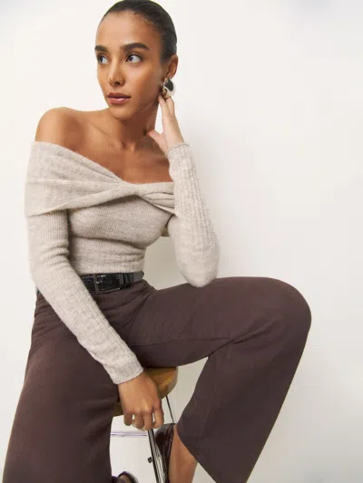 Reformation Florie Twist Front Sweater In Barley