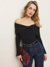 Reformation Florie Twist Front Sweater In Black