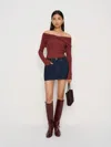 Reformation Florie Twist Front Sweater In Burgundy