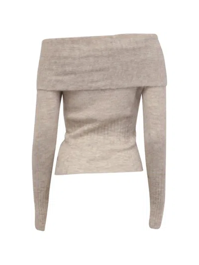 Pre-owned Reformation Florie Twisted Off-shoulder Sweater In Neutrals