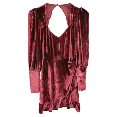 Reformation Fortune Mini Wrap Dress In Burgundy Velvet In Red