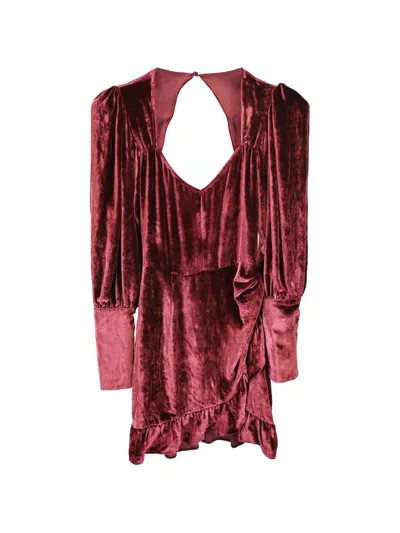 Pre-owned Reformation Fortune Velvet Wrap Dress In Red