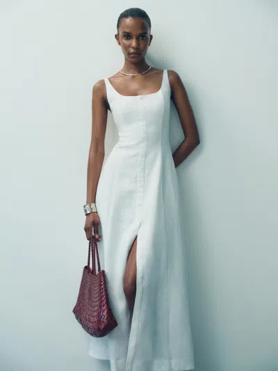 Reformation Fraise Linen Dress Ivory 6 In White