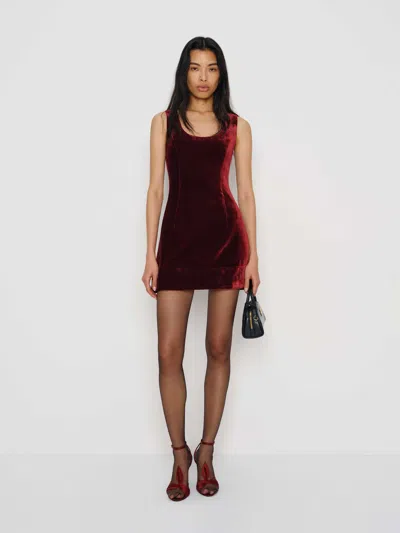 Reformation Franceska Velvet Dress In Red