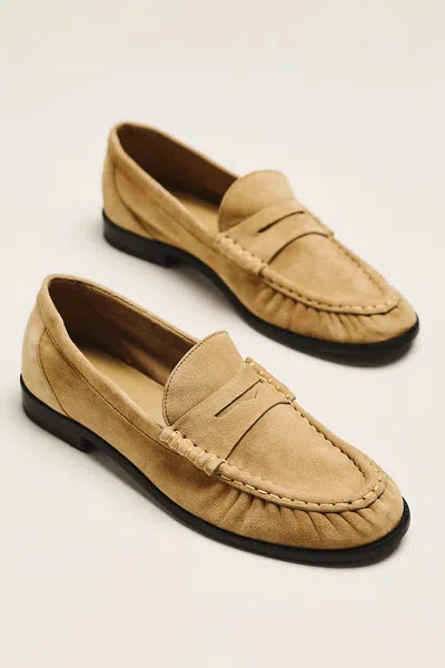 Reformation Francine Ruched Loafers In Beige